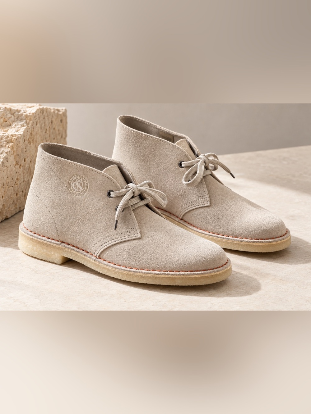 Clarks Women's Suede Chukka Boots in Light Beige